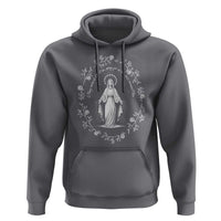 Marian Catholic Hoodie Virgin Mary Floral Women Religious Catholic Gift - Wonder Print Shop
