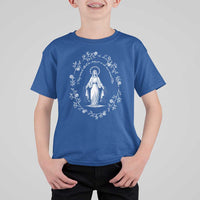 Marian Catholic T Shirt For Kid Virgin Mary Floral Women Religious Catholic Gift - Wonder Print Shop