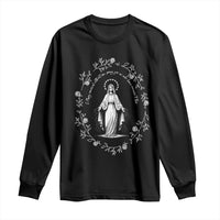 Marian Catholic Long Sleeve Shirt Virgin Mary Floral Women Religious Catholic Gift - Wonder Print Shop