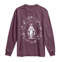 Marian Catholic Long Sleeve Shirt Virgin Mary Floral Women Religious Catholic Gift - Wonder Print Shop