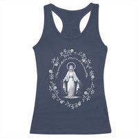 Marian Catholic Racerback Tank Top Virgin Mary Floral Women Religious Catholic Gift - Wonder Print Shop