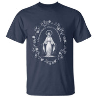 Marian Catholic T Shirt Virgin Mary Floral Women Religious Catholic Gift - Wonder Print Shop