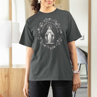 Marian Catholic T Shirt For Women Virgin Mary Floral Women Religious Catholic Gift - Wonder Print Shop