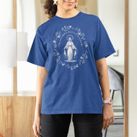 Marian Catholic T Shirt For Women Virgin Mary Floral Women Religious Catholic Gift - Wonder Print Shop