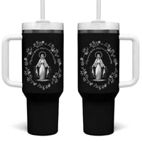 Marian Catholic Tumbler With Handle Virgin Mary Floral Women Religious Catholic Gift - Wonder Print Shop
