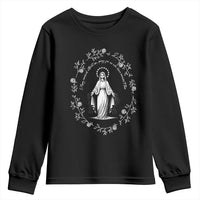 Marian Catholic Youth Sweatshirt Virgin Mary Floral Women Religious Catholic Gift - Wonder Print Shop