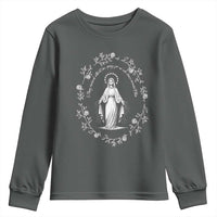 Marian Catholic Youth Sweatshirt Virgin Mary Floral Women Religious Catholic Gift - Wonder Print Shop