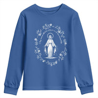 Marian Catholic Youth Sweatshirt Virgin Mary Floral Women Religious Catholic Gift - Wonder Print Shop