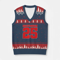 Retro December 25 Xmas V-Neck Knit Sweater Vest Vintage Holiday - Wonder Print Shop