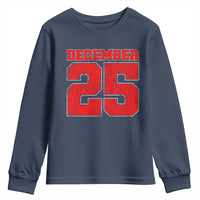 Retro December 25 Christmas Youth Sweatshirt Vintage Holiday - Wonder Print Shop