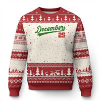 Retro Xmas December 25 Ugly Christmas Sweater Retro Vintage Script Holiday Trip - Wonder Print Shop