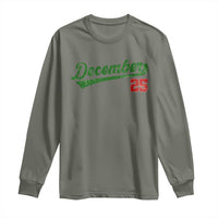 Retro Christmas December 25 Long Sleeve Shirt Retro Vintage Script Holiday Trip - Wonder Print Shop