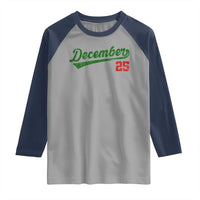 Retro Christmas December 25 Raglan Shirt Retro Vintage Script Holiday Trip - Wonder Print Shop