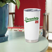 Retro Christmas December 25 Tumbler Cup Retro Vintage Script Holiday Trip - Wonder Print Shop