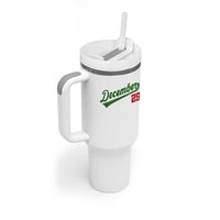 Retro Christmas December 25 Tumbler With Handle Retro Vintage Script Holiday Trip - Wonder Print Shop