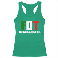 Subtle FDT Christmas Racerback Tank Top Hidden Message Funny Festive December Tree - Wonder Print Shop