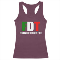 Subtle FDT Christmas Racerback Tank Top Hidden Message Funny Festive December Tree - Wonder Print Shop