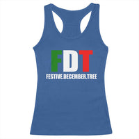 Subtle FDT Christmas Racerback Tank Top Hidden Message Funny Festive December Tree - Wonder Print Shop