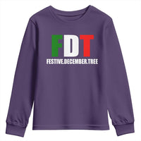 Subtle FDT Christmas Youth Sweatshirt Hidden Message Funny Festive December Tree - Wonder Print Shop