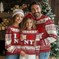 I Love NY Ugly Christmas Sweater Sexy Lips Red Lipstick Kiss New York Lover Travel Gift - Wonder Print Shop