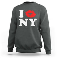 I Love NY Sweatshirt Sexy Lips Red Lipstick Kiss New York Lover Travel Gift - Wonder Print Shop