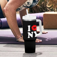 I Love NY Tumbler With Handle Sexy Lips Red Lipstick Kiss New York Lover Travel Gift - Wonder Print Shop