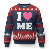 I Love Me Ugly Christmas Sweater Funny Self Love Pink Heart Positive Vibes - Wonder Print Shop