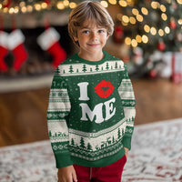 I Love ME Ugly Christmas Sweater Sexy Lips Red Lipstick Kiss Self Love - Wonder Print Shop