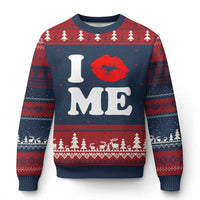 I Love ME Ugly Christmas Sweater Sexy Lips Red Lipstick Kiss Self Love - Wonder Print Shop