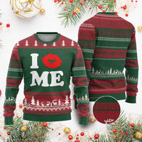 I Love ME Ugly Christmas Sweater Sexy Lips Red Lipstick Kiss Self Love - Wonder Print Shop
