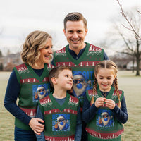 Detroit Football Xmas V-Neck Knit Sweater Vest Santa Retro Lions Fan - Wonder Print Shop