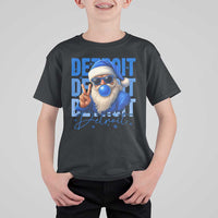 Detroit Football Christmas T Shirt For Kid Santa Retro Lions Fan - Wonder Print Shop