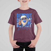 Detroit Football Christmas T Shirt For Kid Santa Retro Lions Fan - Wonder Print Shop