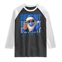 Detroit Football Christmas Raglan Shirt Santa Retro Lions Fan - Wonder Print Shop