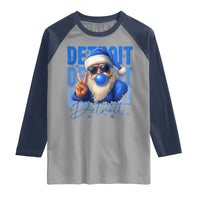 Detroit Football Christmas Raglan Shirt Santa Retro Lions Fan - Wonder Print Shop