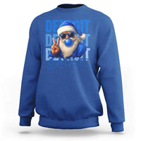Detroit Football Christmas Sweatshirt Santa Retro Lions Fan - Wonder Print Shop