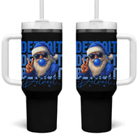 Detroit Football Christmas Tumbler With Handle Santa Retro Lions Fan - Wonder Print Shop
