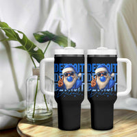 Detroit Football Christmas Tumbler With Handle Santa Retro Lions Fan - Wonder Print Shop