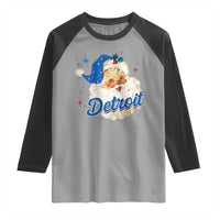 Christmas Detroit Football Raglan Shirt Vintage Santa Lions Fan - Wonder Print Shop