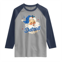 Christmas Detroit Football Raglan Shirt Vintage Santa Lions Fan - Wonder Print Shop