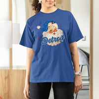 Christmas Detroit Football T Shirt For Women Vintage Santa Lions Fan - Wonder Print Shop