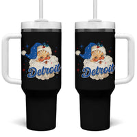 Christmas Detroit Football Tumbler With Handle Vintage Santa Lions Fan - Wonder Print Shop