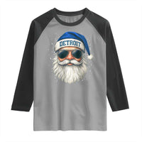 Vintage Detroit Football Christmas Raglan Shirt Funny Retro Santa Lions Fan Xmas - Wonder Print Shop