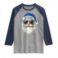 Vintage Detroit Football Christmas Raglan Shirt Funny Retro Santa Lions Fan Xmas - Wonder Print Shop