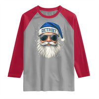 Vintage Detroit Football Christmas Raglan Shirt Funny Retro Santa Lions Fan Xmas - Wonder Print Shop