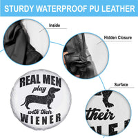 Funny Dachshund Dad Spare Tire Cover Real Men Play With Their Wiener Dog Dad Gag Gift - Wonder Print Shop