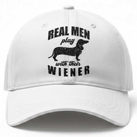 Funny Dachshund Dad Baseball Cap Real Men Play With Their Wiener Dog Dad Gag Gift