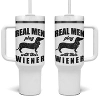 Funny Dachshund Dad Tumbler With Handle Real Men Play With Their Wiener Dog Dad Gag Gift - Wonder Print Shop