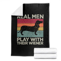 Funny Dachshund Dad Throw Blanket Retro Real Men Play With Their Wiener Dog Dad Gag Gift - Wonder Print Shop