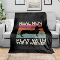 Funny Dachshund Dad Throw Blanket Retro Real Men Play With Their Wiener Dog Dad Gag Gift - Wonder Print Shop